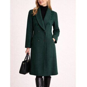 Editions Vintage Forest Green Wool Coat Longline Double Breasted Size M